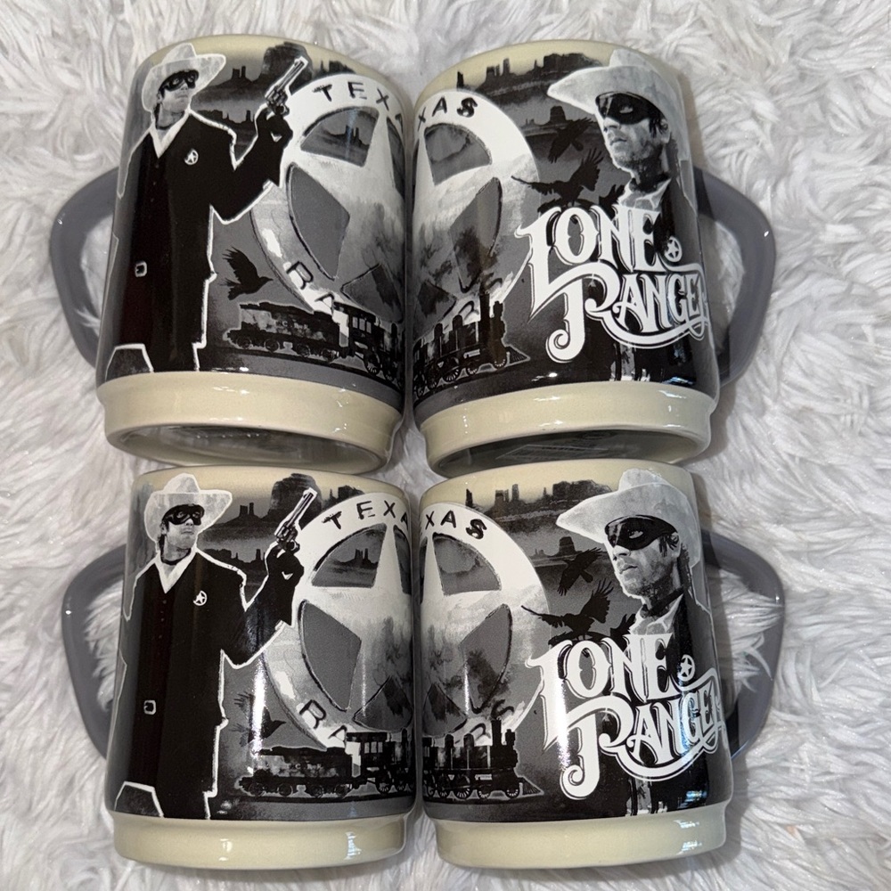 Men’s Holiday Gift Lone Ranger Mugs Set of 4‎ Disney Store NEW